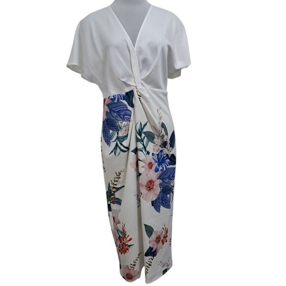 Ted Baker London Nerris Jamboree Floral Print Twist Detail Midi Dress Sz 12 NWT - Picture 7 of 17